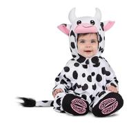 My Other Me Déguisement de vache pour bébé unisexe avec combinaison, capuche, queue et chaussons en noir et blanc, taille 7-12 mois. Votre enfant sera la tendresse de la ferme.
