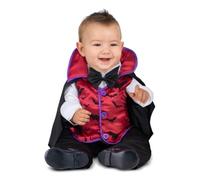 My Other Me Déguisement de vampire Dracula pour bébé garçon avec combinaison avec col et cape en rouge et noir, taille 7-12 mois, parfait pour Halloween ou une fête de monstres