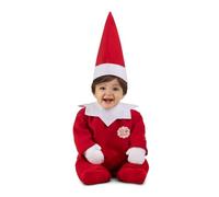 My Other Me Déguisement d'elfe scout (Elfe rouge) pour bébé unisexe avec bonnet, combinaison et moufles en blanc et rouge, taille 7-12 mois, parfait pour créer de doux souvenirs de Noël