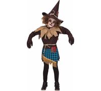 My Other Me Déguisement d'épouvantail pour fille avec robe beige et marron, col, ceinture, gants et chapeau. Parfait pour les fêtes d'automne. Taille 7-9 ans