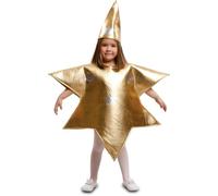 My Other Me Déguisement d'étoile unisexe avec robe en forme d'étoile et bonnet de couleur dorée, taille 5-6 ans, brille à chaque fête comme une véritable étoile du ciel