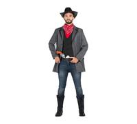 My Other Me Déguisement d'homme pour adulte en noir et gris avec chapeau, bandana, veste, gilet et ceinture taille XL. Parfait pour éblouir toute fête à thème