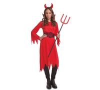 My Other Me Déguisement Diablesa rouge pour fille avec bandeau, robe et ceinture, taille 5-6 ans. Parfait pour libérer une énergie coquine la nuit d'Halloween