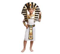 My Other Me Déguisement égyptien pour garçon, taille 3-4 ans. Comprend des némés noirs et dorés avec cobra, une tunique blanche, un pectoral ailé, une ceinture et des bracelets dorés avec bords noirs