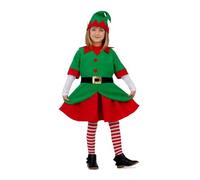 My Other Me Déguisement Elfe pour fille avec chemise avec ceinture, jupe, bas et chapeau en rouge et vert, taille 7-9 ans. Ajoutez de la magie à votre prochaine aventure de Noël