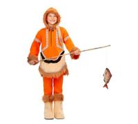 My Other Me Déguisement Esquimau pour fille avec chemise à capuche, pantalon et couvre-bottes en orange, taille 10-12 ans, parfait pour un hiver plein d'aventures
