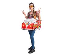 My Other Me Déguisement hippie pour adulte, taille unique. Comprend un ruban rouge avec des fleurs blanches et une structure avec bretelles noires réglables, des dessins arc-en-ciel et des symboles de
