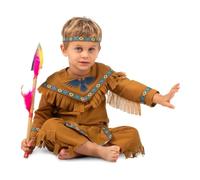 My Other Me Déguisement indien pour bébé, taille 1-2 ans, comprend un bandeau coloré, une chemise et un pantalon marron avec franges et détails colorés. Parfait pour les petites aventures.