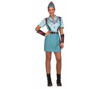 My Other Me Déguisement légionnaire pour femme, taille M-L. Comprend un bonnet, une chemise et une jupe bleue, une ceinture et des bretelles noires, des poignets noirs avec détails rouges. Force et