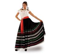 My Other Me Déguisement mexicain pour femme adulte avec robe et ceinture en rouge et noir, taille S. Parfait pour une célébration avec style et tradition