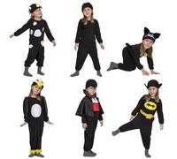 My Other Me Déguisement multithématique 6 en 1 unisexe avec combinaison, bonnet et accessoires en textile noir, taille 3-4 ans. Imaginez les aventures que vous vivrez à chaque changement de costume