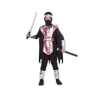 My Other Me Déguisement Ninja pour enfant en gris et noir avec armure avec cape, t-shirt, pantalon, ceinture et bourreau, taille 5-6 ans. Surprenez tout le monde lors de la prochaine fête à thème