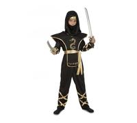 My Other Me Déguisement Ninja pour garçon, taille 10-12 ans. Comprend une combinaison noire à capuche, une armure dorée, une ceinture dorée et un masque noir. Devenez un vrai guerrier.