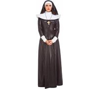 My Other Me Déguisement nonne pour femme, taille XXL. Comprend une tunique noire avec poignets, un large col blanc, une coiffe noire et blanche et un collier avec croix dorée. Sainteté garantie.