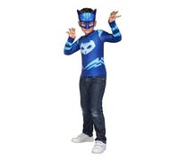 My Other Me Déguisement pour enfant de Catboy Pyjamasques avec t-shirt et masque en bleu, taille 5-6 ans. Développez les compétences félines avec cette tenue.