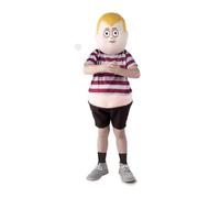 My Other Me Déguisement pour enfant Pugsley Addams avec t-shirt ventre, pantalon et masque en rouge et noir, taille 7-9 ans. Parfait pour raviver l'esprit de la famille Addams