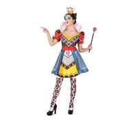 My Other Me Déguisement Reine de Cœurs pour femme, taille M. Comprend une robe colorée à col roulé avec manches bouffantes, un bandeau avec couronne dorée et des collants imprimés.