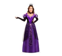 My Other Me Déguisement reine médiévale pour femme, taille XL, comprend une longue robe violette avec détails noirs et dorés, un décolleté décoré, un collier ras du cou noir et une coiffe couronne
