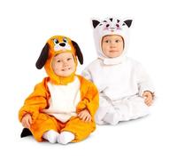 My Other Me Déguisement réversible de chat et chien en couleurs blanc et orange bébé unisexe avec bonnet et combinaison réversibles et col taille 7-12 mois. Parfait pour les moments de tendresse et de
