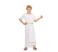 My Other Me Déguisement Romain blanc unisexe pour enfant avec tunique, manteau et ceinture, taille 5-6 ans. Parfait pour recréer les gloires de l'Empire lors de fêtes et représentations scolaires