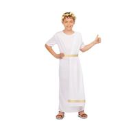 My Other Me Déguisement Romain blanc unisexe pour enfant avec tunique, manteau et ceinture, taille 7-9 ans. Parfait pour recréer la splendeur de la Rome antique lors de carnavals ou événements