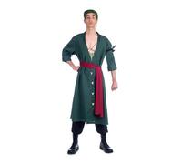 My Other Me Déguisement Roronoa Zoro vert pour homme adulte avec crème pour les cheveux, boucles d'oreilles, veste, mouchoir, ceinture et pantalon taille S. Parcourez les aventures et les défis avec