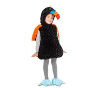 My Other Me Déguisement toucan unisexe avec robe, bonnet et chaussons en orange et noir, taille 5-6 ans, parfait pour une fête d'aventure dans la jungle