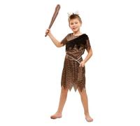 My Other Me Déguisement troglodyte pour enfant, taille 10-12 ans, comprend un bandeau en forme d'os de couleur blanche, une robe et une ceinture avec imprimé léopard, une bordure triangulaire et un