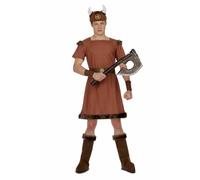 My Other Me Déguisement unisexe adulte de Viking marron avec chapeau, robe, ceinture, poignets et couvre-bottes taille ML. Inspiré des légendes nordiques pour un style guerrier incomparable