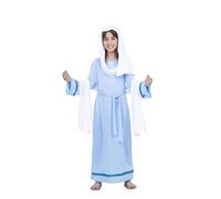 My Other Me Déguisement Vierge Marie pour fille avec couvre-tête, tunique, écharpe et ceinture en blanc et bleu, taille 3-4 ans, pour célébrer Noël avec tendresse