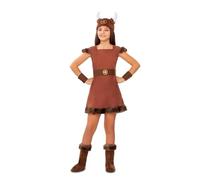 My Other Me Déguisement Viking marron pour fille avec chapeau, robe, ceinture, poignets et couvre-bottes taille 5-6 ans. Vaincre toute aventure dans l'esprit nordique
