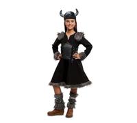 My Other Me Déguisement Viking pour bébé fille en gris et noir avec robe, jambières et casque, taille 12-24 mois. Parfait pour les petites guerrières aventureuses du nord