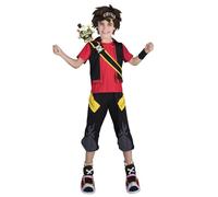 My Other Me Déguisement Zak Storm pour enfant avec épée, perruque, bandeau, brassard, bandoulière, chemise avec gilet, pantalon et couvre-bottes en rouge et noir, taille 5-6 ans, conquête les sept