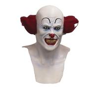 My Other Me Masque de clown tueur blanc et rouge. Un accessoire effrayant pour surprendre les fêtes effrayantes et les nuits d'horreur