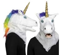 My Other Me Masque unisexe adulte licorne blanche avec crête et corne intégrées. Ajoute une touche fantastique et amusante à n'importe quelle célébration à thème