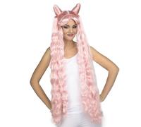 My Other Me Perruque à manches longues pour femme adulte rose, poids 385 g. Un complément audacieux pour un style accrocheur lors de vos soirées à thème
