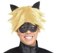 My Other Me Perruque chat noir jaune pour homme adulte avec perruque et masque - Un complément indispensable pour un style félin mystérieux