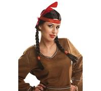 My Other Me Perruque indienne noire pour femme avec sangles et plumes intégrées, poids 170 g. Un complément qui met en valeur toute caractéristique tribale avec un air authentique