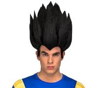 My Other Me Perruque Vegeta pour homme adulte en noir, taille 25 x 26 x 14 cm. Transformez votre fête en une bataille épique avec ce look saiyan.