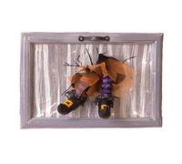 My Other Me - Tableau Pieds de sorcière orange avec lumière, dimensions 51 x 34 x 15 cm et avec piles 3 x LR44 incluses. Un détail décoratif qui donnera une touche magique à votre Halloween