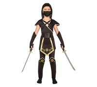 Déguisement Ninja Noir et Or pour fille - Disfrazzes - Modèle Enfant - Composition Polyester - Intérieur 5-6 ans