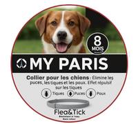 My Paris - Collier Anti-Puce et Anti-Tique Naturel pour Chien- Protection 8 Mois - Gris, Résistant à l’Eau, sans Odeur - Collier Répulsif Puces, Tiques et Poux pour Chiens de Toutes Tailles -