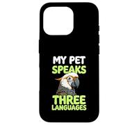 My Parrot Speaks Three Languages Funny Pet Cacatoo Bird Coque pour iPhone 16 Pro
