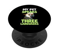 My Parrot Speaks Three Languages Funny Pet Cacatoo Bird PopSockets PopGrip Adhésif