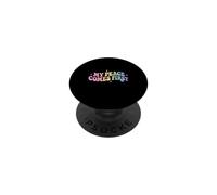 My Peace Comes First Introverti Citation Pastel Rainbow Groovy PopSockets PopGrip Adhésif