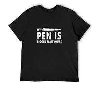 My Pen is Bigger Than Yours Letters Men's Cotton T-Shirt Black Shirt Top Tee L