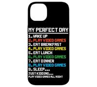 My Perfect Day Wake Up Play Jeux vidéo Eat Breakfast Play V Coque pour iPhone 14 Plus