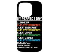 My Perfect Day Wake Up Play Jeux vidéo Eat Breakfast Play V Coque pour iPhone 14 Pro