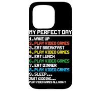 My Perfect Day Wake Up Play Jeux vidéo Eat Breakfast Play V Coque pour iPhone 15 Pro
