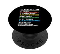 My Perfect Day Wake Up Play Jeux vidéo Eat Breakfast Play V PopSockets PopGrip Adhésif